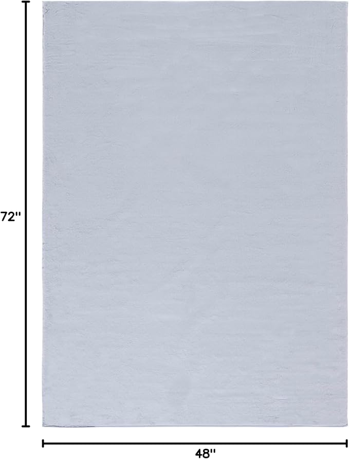 SAFAVIEH Washable Rug Faux Rabbit Fur Shag Collection - 4' x 6', Light Grey, Slip Resistant & Easy Cleaning, Ideal for Living Room, Bedroom, Nursery, Boys & Girls Kids Playroom, Dining Space (FRF976F)