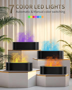 Essential Oil Diffuser with Fireplace Flame, Ultrasonic Cool Mist Humidifier for Aromatherapy, 7 Colors Light, Timer & Auto Shut-Off, Ultra Quiet for Home, Bedroom, Gift (150ml, Black)