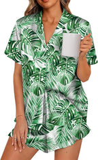LILLUSORY Womens Satin Silk Pajamas Set 2 Piece Ruffle Pjs Winter Matching Lounge Sleepwear Button Down Striped Shirt Shorts
