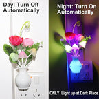 AUSAYE 4 Pack Plug in LED Night Light Sensor Light Rose Flower Decor,Energy Saving Lamp Dream Nightlight Mushroom Night Lights for Kids Adults Bedroom,Bathroom,Living Room,Kitchen,Hallway