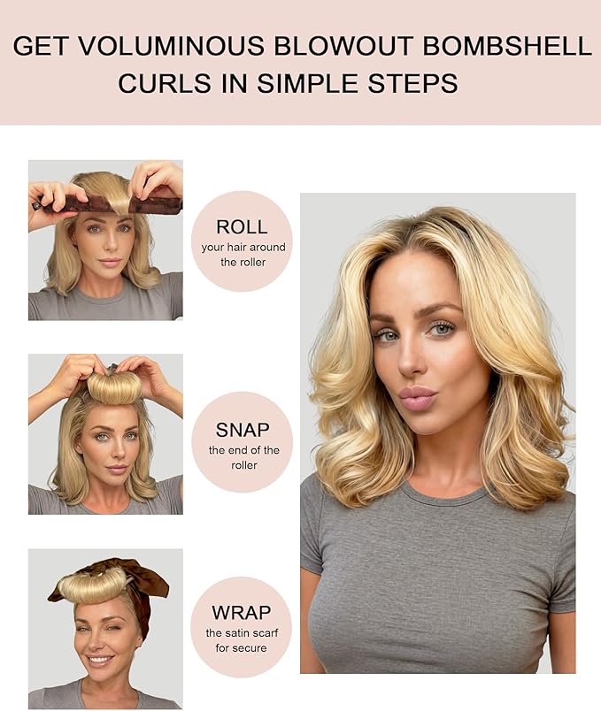 Littles Velvet Heatless Hair Curler Curling Rod Set, Soft Small Flexi Rods Hair Rollers Curlers to Sleep in No Heat Heatless Curls Overnight Rods for Short & Medium Hair for Tight Curls Blonde