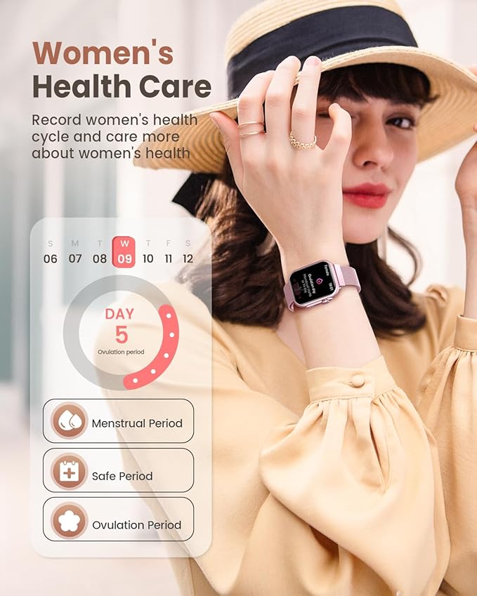 Smart Watch for Women Men Fitness: Smartwatch for iPhone Android with SpO2 Blood Oxygen/Heart Rate Monitor, Sleep Tracking, Bluetooth Calls , 120+ Sports Modes, IP68, 2 Bands 30-Day Battery Life