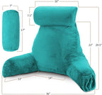 Clara Clark Reading Pillow with Shredded Memory Foam Includes 2 Neck and Lumber Support Pillows, Designed for Sitting Up in Bed and Couch, Back and Arms Adjustable Support for Adults & Teens, Teal