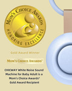 CHICWAY 2026 Mom's Choice Awards, Portable Sound Machine for Baby Adult, AI Cry Detection, 18 Soothing Sound, Bluetooth Rechargeable White Noise Machine for Home Office Travel, Nursery Light, Blue