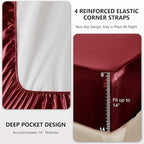 CozyLux Satin Sheets Full Size Sheets - 4 Piece Silky Full Size Bed Sheets, Luxury Burgundy Full Bed Set with Smooth and Soft Microfiber, Includes 1 Fitted Sheet, 1 Flat Sheet and 2 Pillowcases