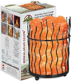 Himalayan Glow Pillar style Salt Basket Lamp with salt chunks, Himalayan Salt lamp with Touch Dimmer Control, Amber Glow, Idle for Home, Offices, and Dorm Decor