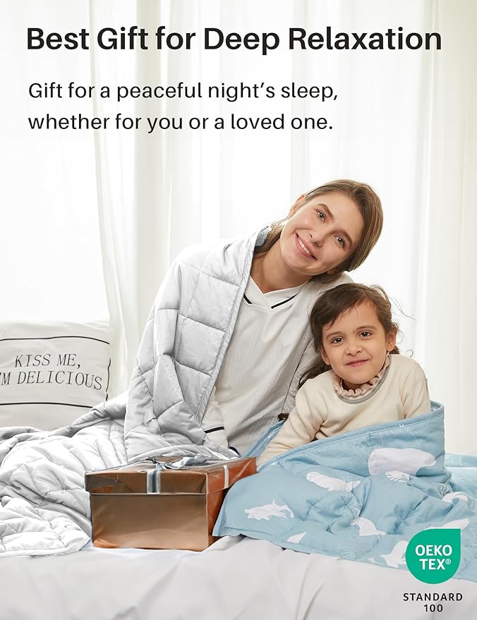 Weighted Idea Weighted Blanket for Adults (White,48"x72",15lbs) Cooling Breathable Heavy Blanket with Premium Glass Beads All-Season Soft Thick Comfort