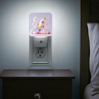Rocket Night Lights Plug Into Wall, Playful Fanciful Moon Stars None Pastel Peach Plug in Night Light with Dusk to Dawn Sensor for Bathroom Closet Laundry Room Decor 1pcs