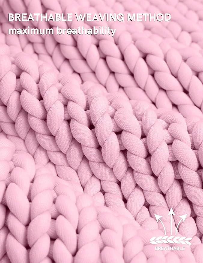 YnM Chunky Throw Blanket, Medium-Weight, Hand Knitted, Skin Friendly, Ventilated and Breathable, Machine Washable, Home Décor Piece for Couch, Sofa and Bed (Fancy Pink, 60x80 Inch)