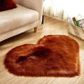 Fluffy Faux Fur Heart Shaped Area Rug Soft Fuzzy Carpet Home Decoration Wedding Party for Bedroom Living Room Bedside 60x60cm Brown