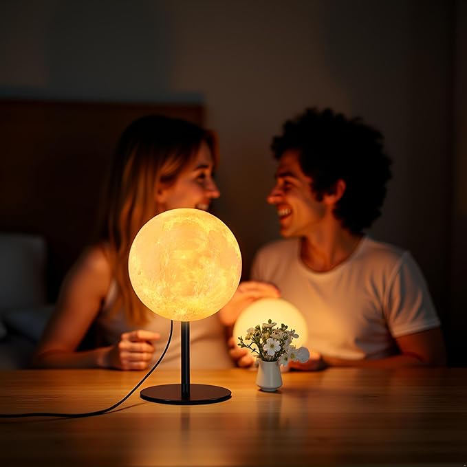 Moon Lamp Night Light for Kids, Dimmable Bedside Lamp with 30 Modes, Inline Control Small Table Lamp for Bedroom, Kids Room, Nightstand, Dorm, Office Decor, Birthday Gift for Boys Girls Teens Women