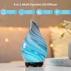 Essential Oil Diffuser Aromatherapy Diffuser - Art Glass Oil Diffuser with Auto Shut-Off Protection 4 Timer Setting 7 Colors Changed LED Night Light for Home Office Decor Gift (Grey Wave)