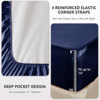 CozyLux Satin Sheets King Size Sheet Set - 4 Piece Silky King Sheets, Luxury Navy Blue King Bed Set with Smooth and Soft Microfiber, Includes 1 Fitted Sheet, 1 Flat Sheet and 2 Pillowcases