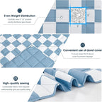 Blue Checkered Weighted Blanket for Adults 15lbs, 48"x72", Twin Full Size Cooling Plaid Heavy Throw Blanket for 120-160lbs, Microfiber Soft Thick Big Blankets Weighted Comforter Gift for Sleeping
