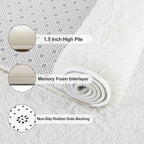 Jelymark Super Soft Shaggy Rug for Bedroom, 2x6 Feet Fluffy Carpet for Living Room, Fuzzy Indoor Plush Area Rug for Home Decor, Furry Floor Rugs for Dorm, Kids Nursery Rug for Girls, Cream White