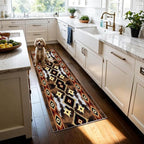 Rustic Brown Runner Cowhide Rugs,2x10ft,Western Aztec Decor Kitchen Runners,Southwestern Decor Native American Tribal Hallway Runner Rug,for Bedside Bedroom Entrance Farm Cow Print Carpet