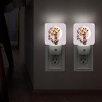 Giraffe Night Lights Plug Into Wall, Fanciful Nature-Inspired Roses Moon None Peach Plug in Night Light with Dusk to Dawn Sensor for Entryway Garage Stairs Decor 2pcs