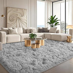 Grey Rugs for Bedroom 8x10 Feet Large - Ultra Soft Faux Fur Area Rug - Plush Non-Slip Shaggy Carpet for Living Room, Cozy Fluffy Rug for Kids Boys Girls Dorm Nursery Room, High Pile Floor Carpet