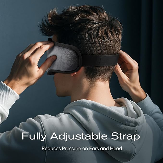 3D Sleep Mask with Bluetooth Headphones, Sleeping Headphones for Side Sleepers, Wireless Music Eye Mask with Ultra-Thin Stereo Speakers for Men, Women, Tech Gifts, Grey