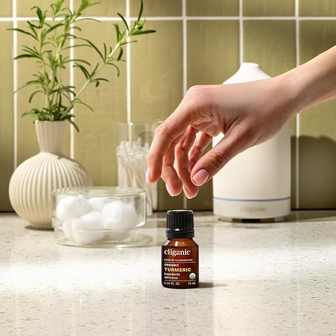 Cliganic Organic Turmeric Essential Oil, 100% Pure Natural for Aromatherapy | Non-GMO Verified