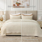 BEDELITE Velvet Quilt Set Queen Size - Luxury Velvet Comforter Bedding Set 3 Pieces, Soft Cozy Cream White Oversized Bedspread Coverlet for All Seasons with 2 Pillow Shams
