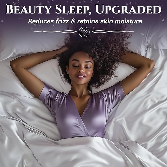 SLEEP SANCTUARY Satin Sheets Twin Size – 3 Piece Luxury Silky Bed Set, Softer Than Silk, 15" Deep Pocket, Cooling & Wrinkle-Free, Moisture-Wicking & Breathable for Hair & Skin (White)