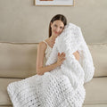 Soft Knitted Throw Blanket - 50x60 Inch Cozy & Lightweight All-Season Blanket, Wrinkle-Resistant Polyester for Couch, Bed, Sofa, Reading Nook (White)