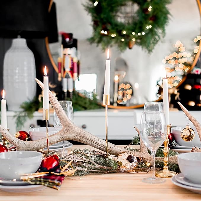 10-Inch White Taper Candles, 12 Pack Unscented and Dripless Candlesticks, Long-Lasting Burn Time of 7-8 Hours, Perfect for Home Décor, Weddings, and Events