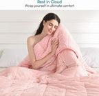 Cottonblue Weighted Blanket 10 lbs Twin Size, Fuzzy Soft Sherpa Fleece Weighted Throw Blankets for Adults Calming and Relax, Cozy Flannel Heavy Blanketwiht Glass Beads for Sofa Bed 48x72 in, Pink