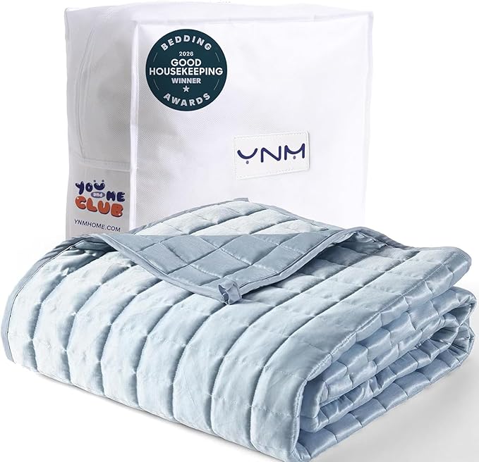 YnM Cooling Weighted Blanket for Adults, 20lbs Heavy Bed Throw Comforter with 100% PE Fabric, Ideal for Hot Sleepers or Summer Days(60x80 Inches for Queen/King Bed, 20 Pounds, Blue)