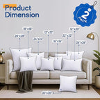 1 MIDDLE ONE Throw Pillows (Pack of 2, White), 20 x 20 Inches Decorative Pillow Insert for Couch, Sofa and Bed, Memory Foam Indoor Square Pillow Forms Stuffer
