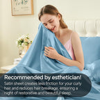 BEDELITE Satin Sheets Queen Size Bed Set, Luxury Soft Airy Blue Silky Sheets for Hair and Skin, Similar to Silk Bed Sheets Set 4 Pieces with 1 Deep Pocket Fitted Sheet, 1 Flat Sheet, and 2 Pillowcases