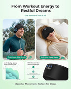 MUSICOZY 2 Packs Sleep Headphones Bluetooth Mask, Eye Masks with Headband, Sleeping Headphones for Side Sleepers Headband and Sleep Mask with Bluetooth Headphone Perfect for Sleeping(Classic Black)