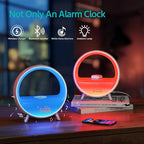 MOMILLA Sunrise Alarm Clock with 15W Wireless Charging Station, Bluetooth Speaker & White Noise Machine - Wake Up Light with Layered Ambient Glow, Sunset Sleep Aid, Zen Gifts for Women, Adults, Teens
