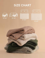 YnM Chunky Cotton Knit Throw Blanket, Cable Knit Throws for Bed Couch Sofa, Comfy & Relaxing, Decorative Piece for Farmhouse Modern Boho Rustic Scandinavian Chic Vibe, Cream White 40x50 Inches