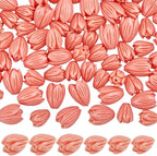 100Pcs 9mm 11mm Pikake Flower Beads Carved Coral Beads Summer Pink Jasmine Small Artificial Floral Dyed Synthetic Coral Smooth Loose Spacers Findings for Jewelry Making Bracelet Necklace DIY