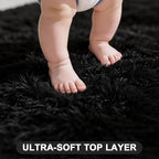 9x12 Shag Area Rugs for Living Room, Extra Large Ultra Soft Fluffy Furry Rug for Bedroom, Indoor Carpet Plush Fuzzy Nursery Rugs for Kids Girls and Boys, Dorms, Classroom, Home Decor Aesthetic, Black