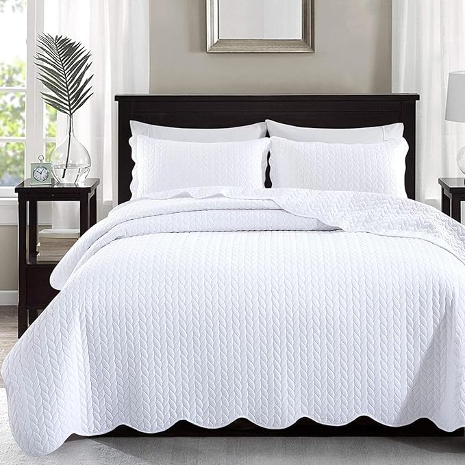 IR Imperial Rooms 8 Pack California King Quilt Bedding Set (118"x106") - Bulk Wholesale for Hotels, Guest Bedroom & Airbnbs - Lightweight Microfiber Reversible Embossed Quilts Bedspread (White)