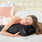 BEDELITE Satin Body Pillow Cover, Super Soft and Cooling Body Pillow Pillowcase for Hair and Skin, Breathable Silky Full Long Pillowcase Cover(20"x54", Black)