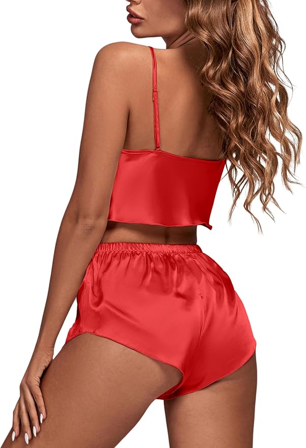 OPOIPIN Women's 3 Piece Pajama Set Sexy Cami Top and Shorts with Robe Sleepwear Loungewear Set