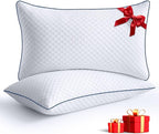 Shredded Memory Foam Pillows King Size Set of 2, King Pillows for Sleeping 2 Pack, Adjustable Firm Pillows for Side Back Stomach Sleepers, Washable Support Bed Pillows