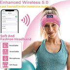 Bluetooth Headphones, Sleep Headphones Headband Wireless for Sleeping Side Sleepers - Adjustable Sleep Headphone, and Bluetooth Headbands for Women (Pink)