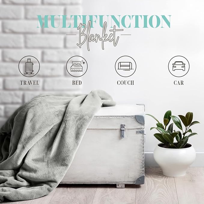 Elegant Comfort Throw Blanket, Reversible Sherpa Flannel, Ultra-Soft, Fuzzy, Cozy and Plush- All Season Lightweight Decorative Throw, 50 x 60 inches, Solid Sherpa Throw, Taupe