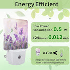 Lavander Flower Butterfly Night Light, Night Light Plug into Wall with Dusk to Dawn Sensor, LED Lamp Energy Saving Lights for Men Women Boys Girls,Lamp for Bedroom Bathroom Hallway