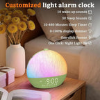 Thybro Light Sunrise Alarm Clock: 10-60 Mins Gradual Sunrise & Natural Sounds Gentle Wake up for Heavy Sleepers - 3-Step Easy Setup with Dual Alarms - 30 Sleep Sounds White Noise Machine