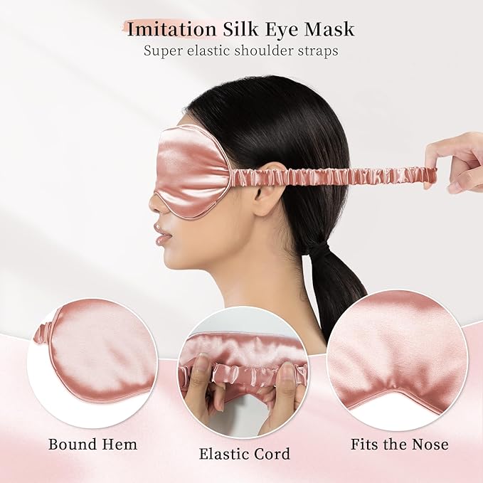 my novel things Satin Pillowcase Gift Set with Silk Satin Sleep Mask 4 Scrunchies, 2Pack Standard Size Pillow Cases Luxury Sleeping for Women Wife Birthday Valentines Day Wedding Gifts for Girlfriend
