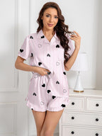 Umeyda Girls & Women Satin Pajamas Set Button Down 2 Piece Silk Pjs Shorts Set Ruffle Sleepwear, 5 Years-Women L