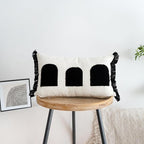 Black White Boho Fringe Tasseled Pillow Cover, Neutral Decorative Rectangular Throw Pillow Case, Geometric Modern Sham for Bed Couch Living Room, 12x20 inches, 1PCS