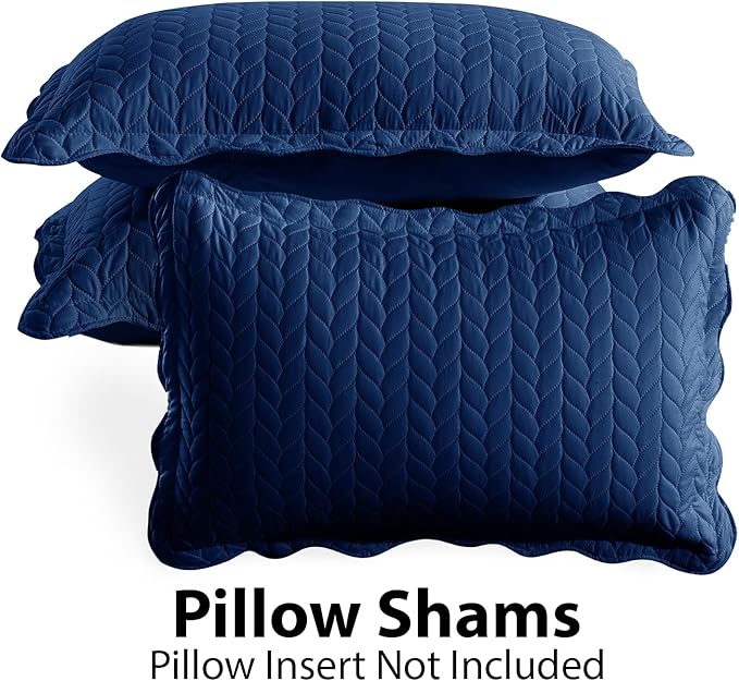 IR Imperial Rooms 8 Pack California King Quilt Bedding Set (118"x106") - Bulk Wholesale for Hotels, Guest Bedroom & Airbnbs - Lightweight Microfiber Reversible Embossed Quilts Bedspread (Navy)
