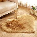 Fluffy Faux Fur Heart Shaped Area Rug Soft Fuzzy Carpet Home Decoration Wedding Party for Bedroom Living Room Bedside 60x60cm Khaki